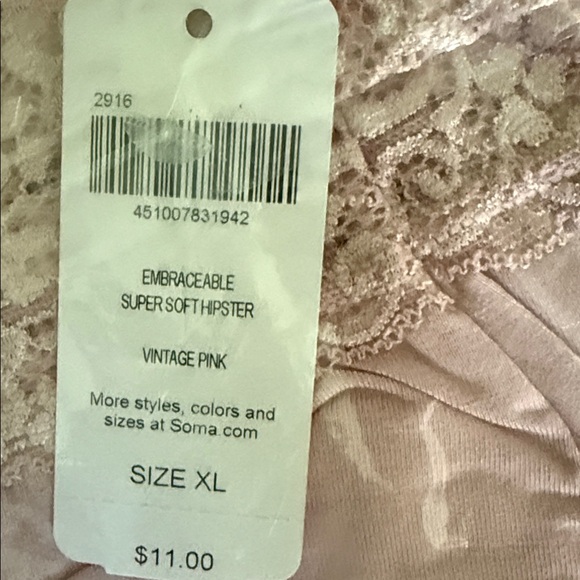 Soma Embraceable Lace Trim Soft Pink Hipster - Picture 2 of 3